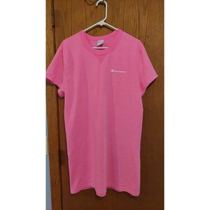 Champion Women’s L T-Shirt Dress Pink Large Script Logo Casual Athletic